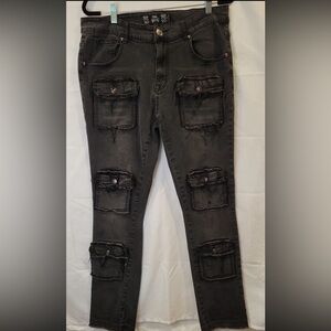 RARE REBEL VENGEANCE BLACK CARGO JEANS‎